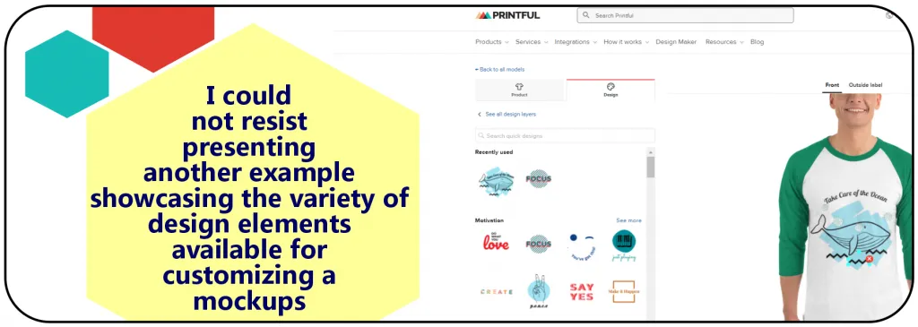 Design element variety in Printful Mockup Generator