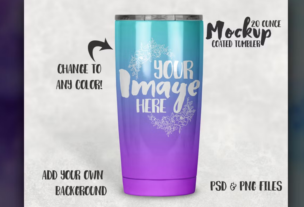 20 oz Powder Coated Tumbler Mockup
