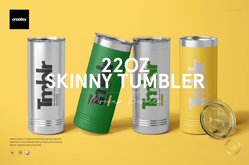 22 oz Skinny Tumbler Mockup Bundle
