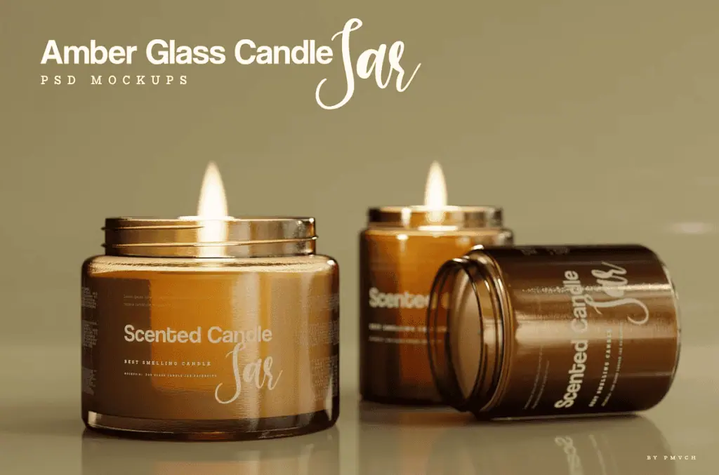 Amber Glass Candle Jar Mockup 