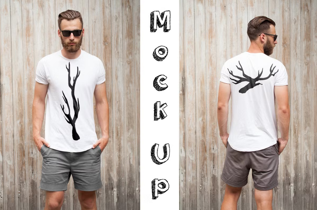 Front and Back T Shirt Mockup With Editable Shorts 