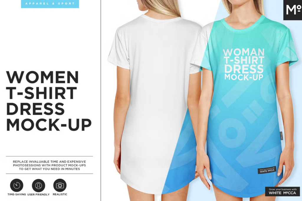 Front and Back T Shirt Mockup – Women Dress T Shirt
