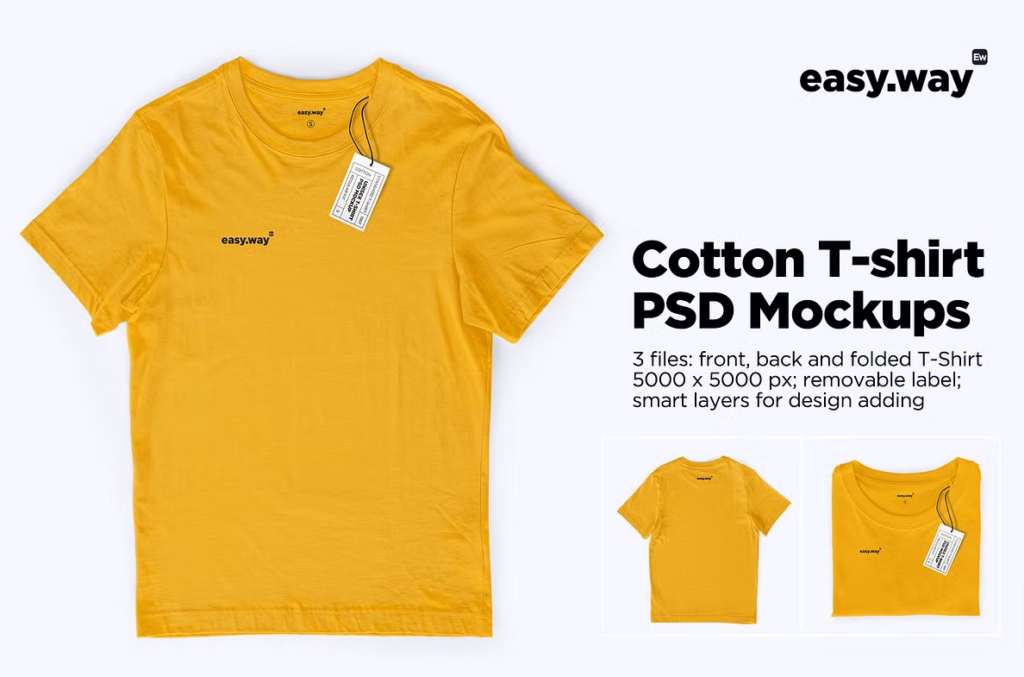 Front and Back and Folded T Shirt Mockup
