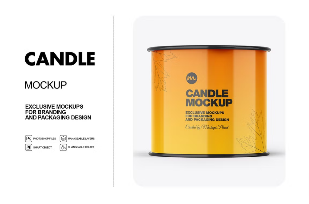 Glossy Close Candle Mockup