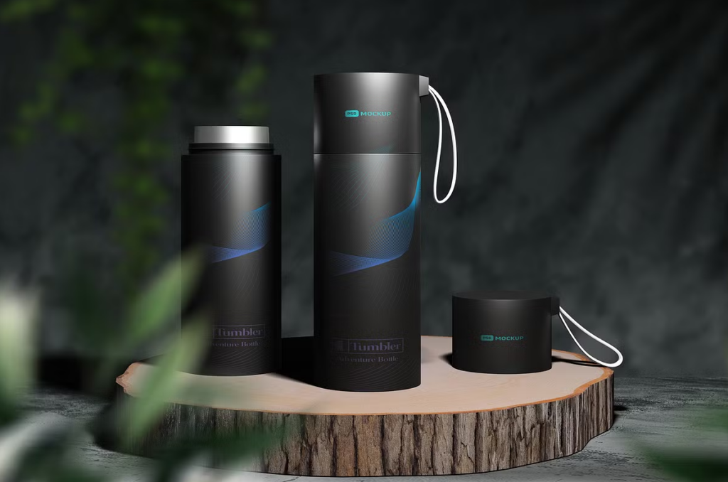 Metal Black Tumbler Mockup Set
