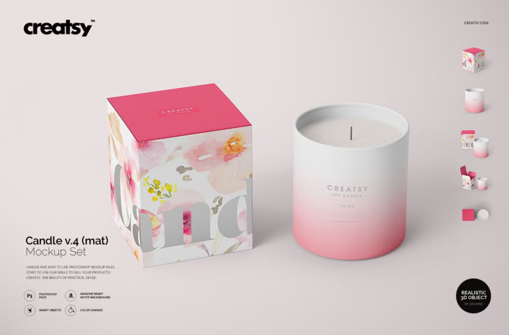 Multicolor Candle Mockup