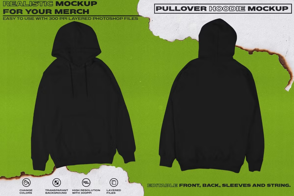 Pullover Black Hoodie Mockup