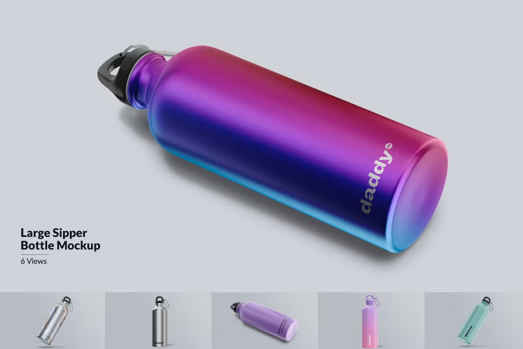 Sports Aluminum Mockup Water Bottle