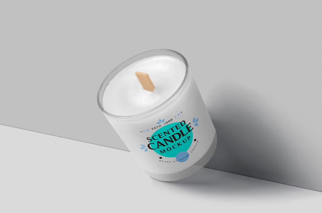 Wooden Wick Candle Mockup