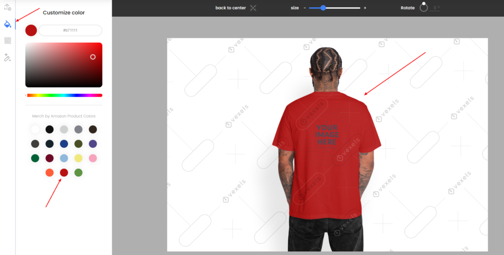 Coloring T-shirts as a whole with Vexels Mockup Generator