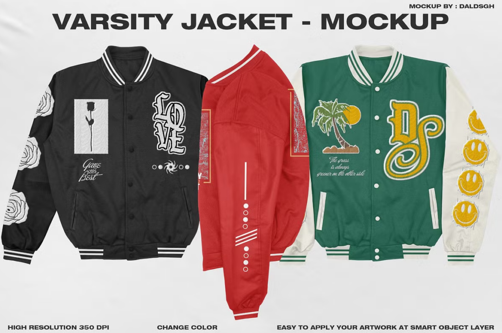 Varsity Jacket - Mockup With Embroidery 